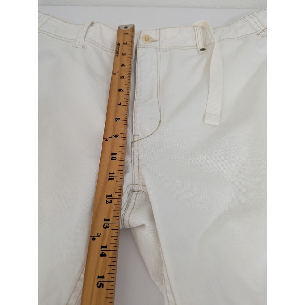 Vintage Polo Ralph Lauren Mens Cargo Shorts White Cotton Size 42 Drawstring - Picture 9 of 14